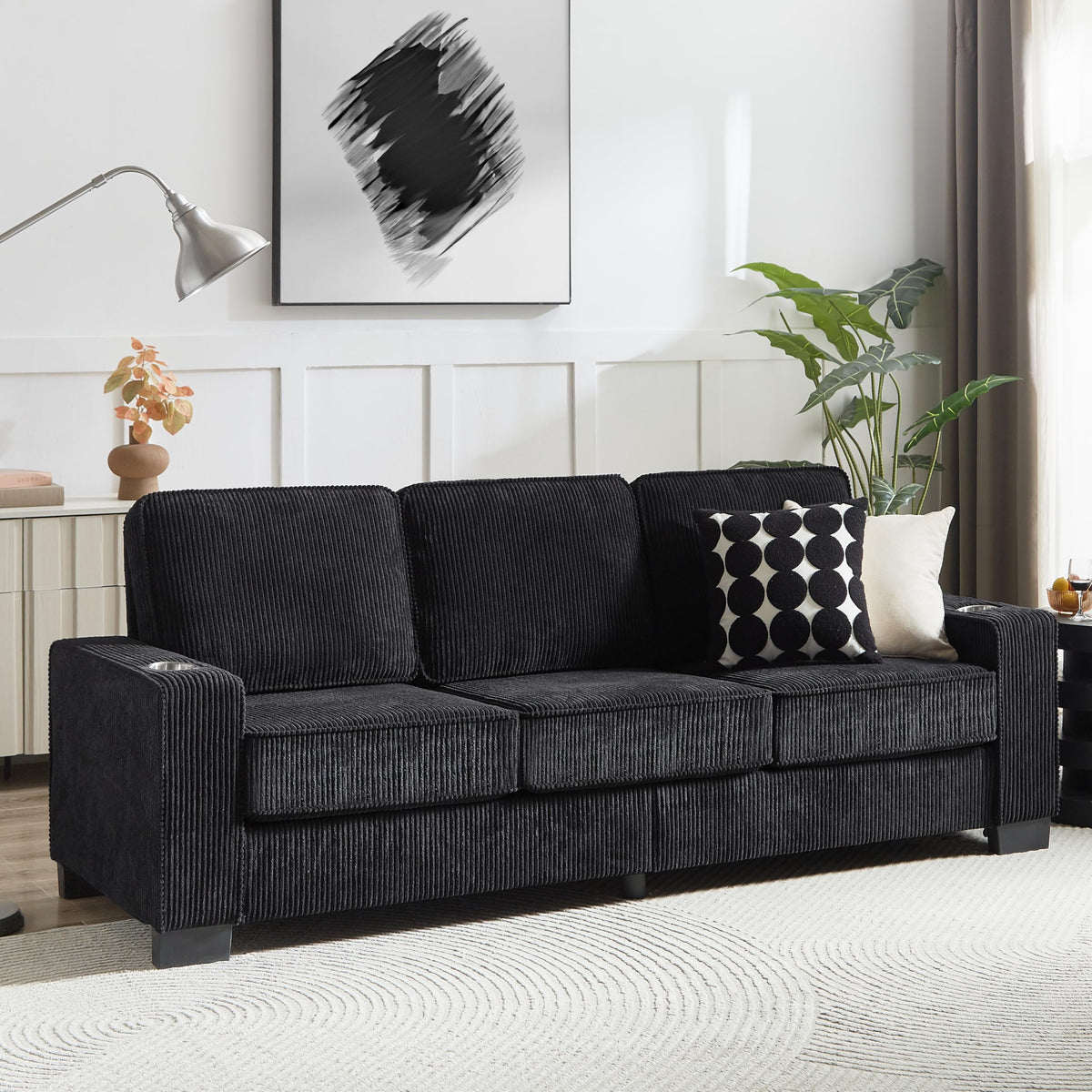 Velvet Chesterfield Sofa Set, 3-Seater and Loveseat