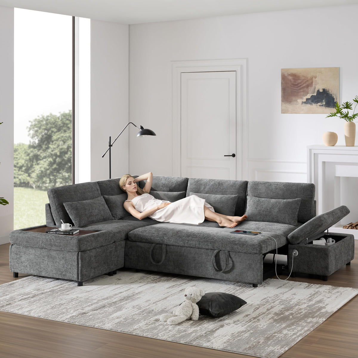109.4'' Curved Modular Sectional Sofa, Round Sofa with Soft Upholstery