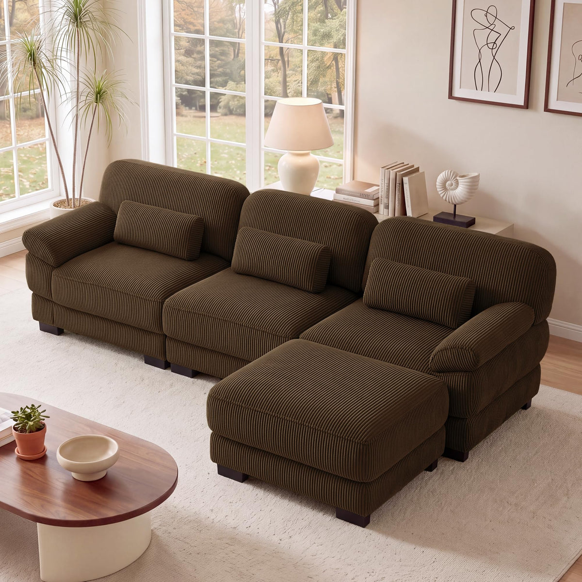 132'' Modular Sectional Sofa, 6-seat U-Shaped Cloud Couch for Living Room