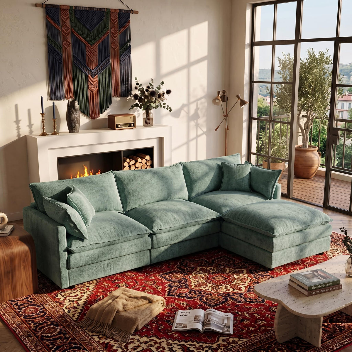 106.3" Chenille Modular Sectional Sofa,Convertible Cloud Couch