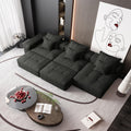 Tidyard Modern Sofa with 6 Pillows, Sparkling Chenille Fabric, No Assembly Required, Black