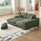 114.5'Corduroy Modular Foam Sofa, Recliner Seat Reversible Sofa, 2 in 1 Sofa with Recliner and L Shaped Sofa Combination with Three Cushion Neck Pillow Combination and Two Throw Pillows WT655