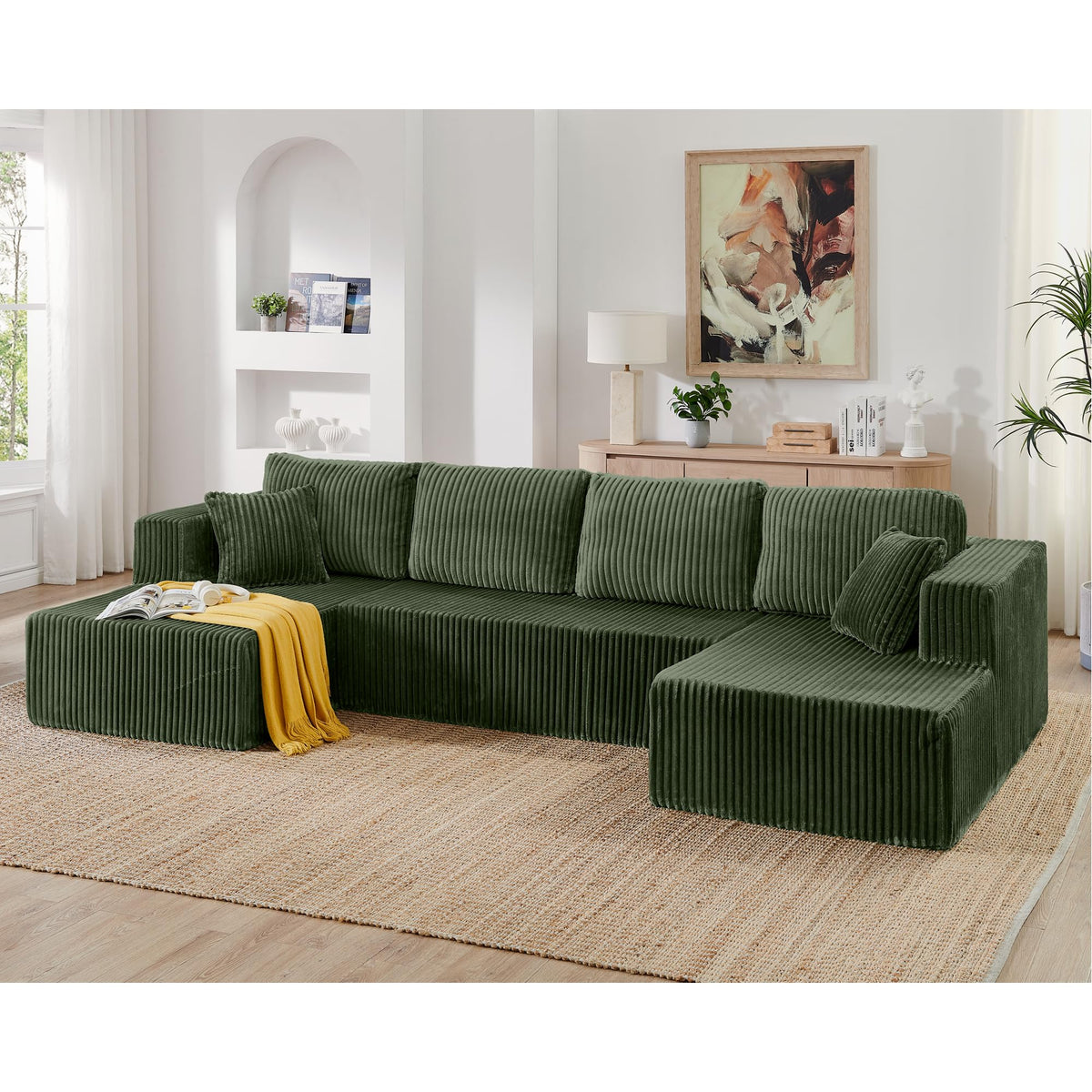 132" Oversized U-Shaped Boneless Couch, Sectional Couches for Living Room