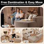 106" Cloud Sectional Couch with Chaise Lounge,L Shaped Modular Modern Sofa,Comfy Corduroy Fluffy Couches with Deep Seat,No Assembly Required Couch for Living Room(Right,Stripe Corduroy,Camel)