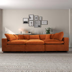 Velvet Modular Sofa in Burnt Orange, Sectional with L-Shape Design, Easy Assembly for Contemporary Homes