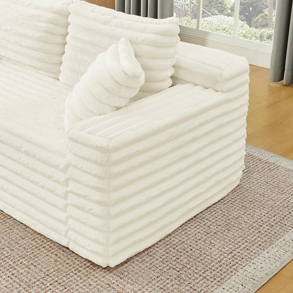 127" U-Shaped Symmetrical Cloud Sectional Couch for Living Room, Compressed U-Shaped Modular Sofa Boneless Sectional Sofa Couch with Chaise Lounger and Console, No Assembly