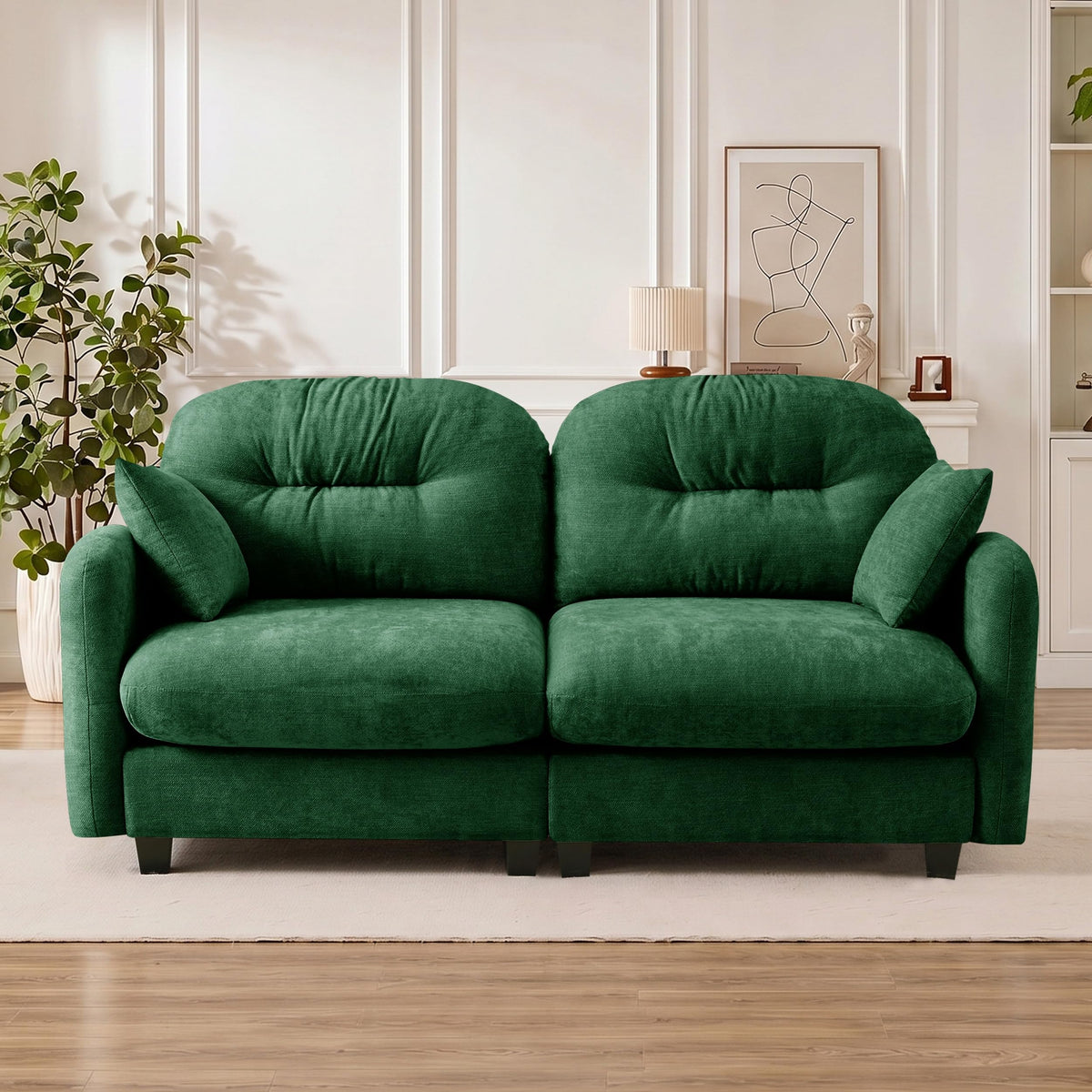 107" Modular Sectional Sofa with Ottoman Pink Chenille L Shaped Couch
