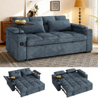 108”Pull Out Sofa Bed, U Shaped Sleeper Sofa for Living Room, Black