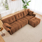 Three Seater Sofa Set with Ottoman and Pillows,Solid Wood, Textured Chenille, High Resilience Cushions, Ideal for Living, Lounge, Office, Hotel Spaces, in Burnt Orange