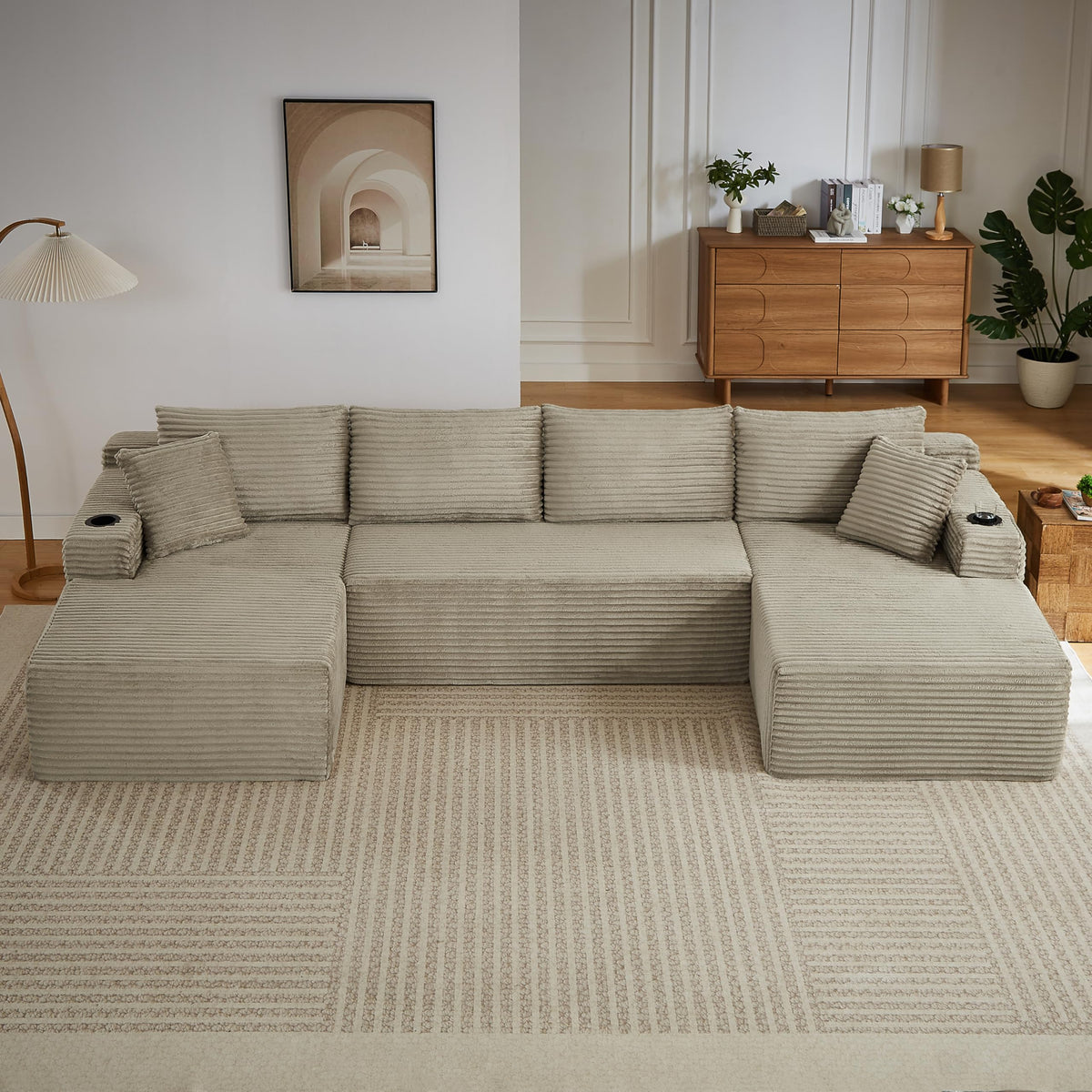 125" Cloud Sectional Boneless Couch for Living Room, Modular U Shaped Sofa