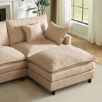 110 in L-Shaped Modular Sectional Sofa, 3-Seater Chenille Upholstery Coffee