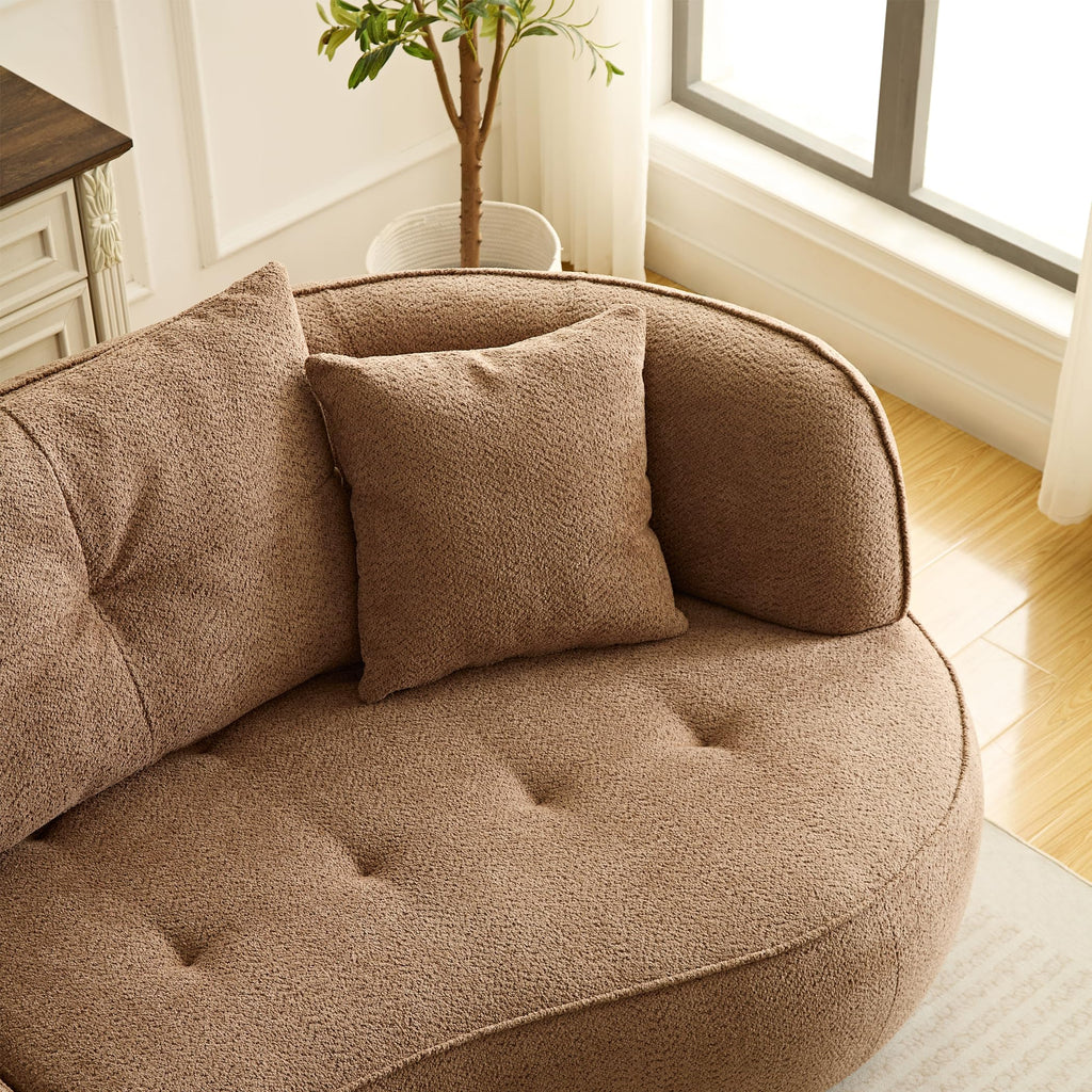 109" Modern Curved Sofa, Oversized Luxury Sectional Sofa, Camel