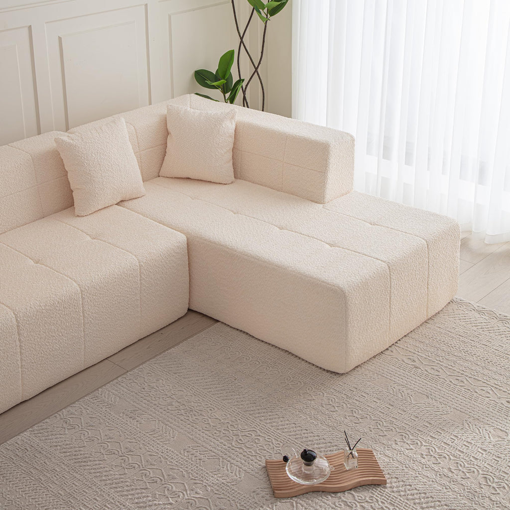 105.5" Modular L Shaped Sectional Floor Couch, Deep Seat Tufted Comfy Sofa Set with Chaise for Living Room