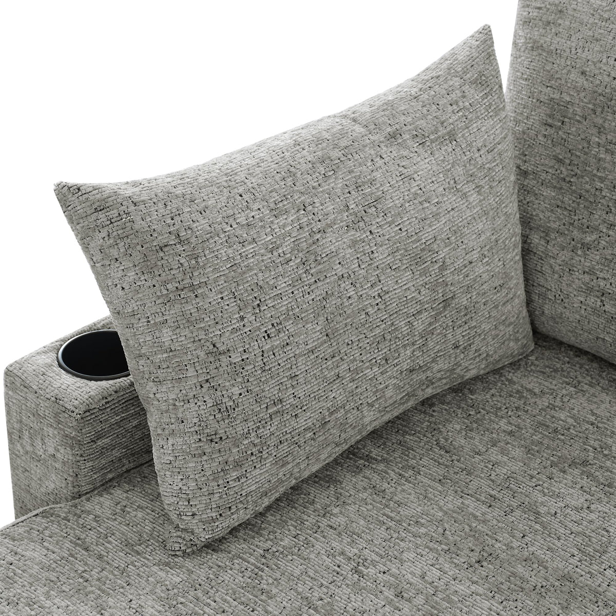 Tidyard 109.? U-Shaped Sectional Sofa with Storage, Cup Holders & Charging Ports – Convertible Sofa Bed for Living Room, Light Grey