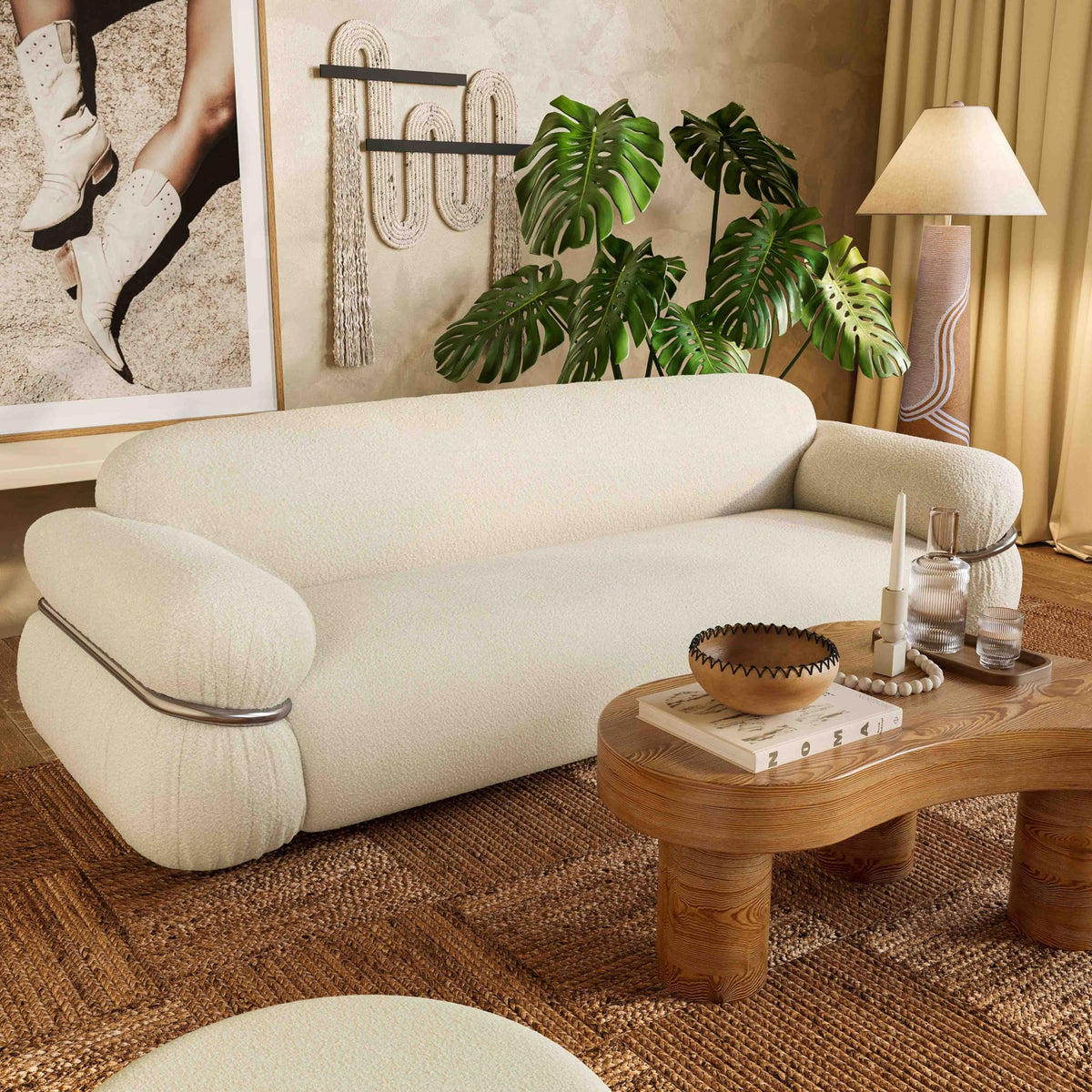 Tov Furniture Leyla Cream Boucle Sofa