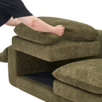 100" Modular Sectional Sofa, L Shape Cloud Couch with 1 Movable Ottoman, Comfy Chenille Deep Seat Sofa with Soft Pillows for Living Room Apartment