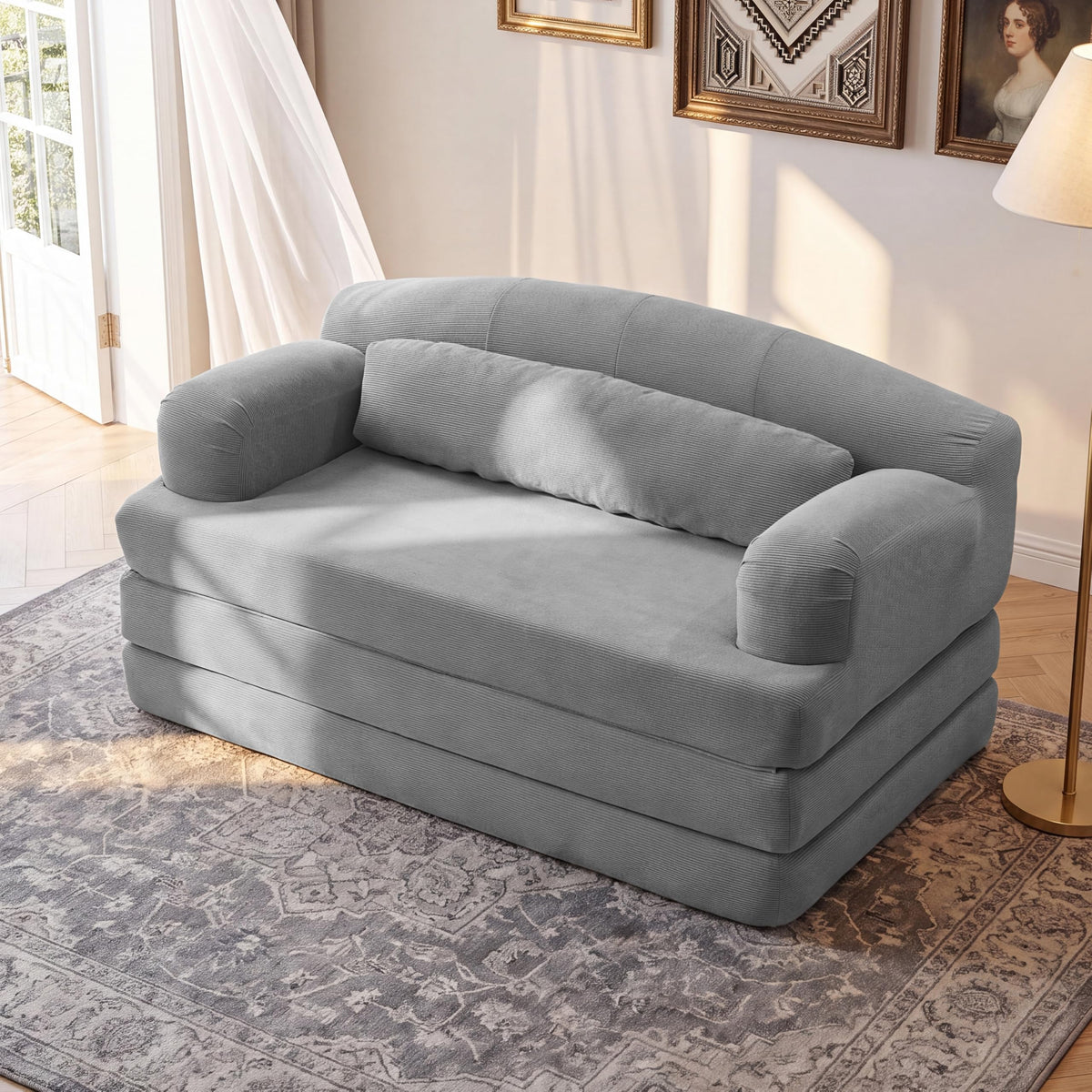 U-Shaped Sofa, Dual Chaise Sectional, 104 Inch, Camel