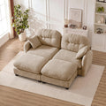107" Modular Sectional Sofa with Ottoman Pink Chenille L Shaped Couch
