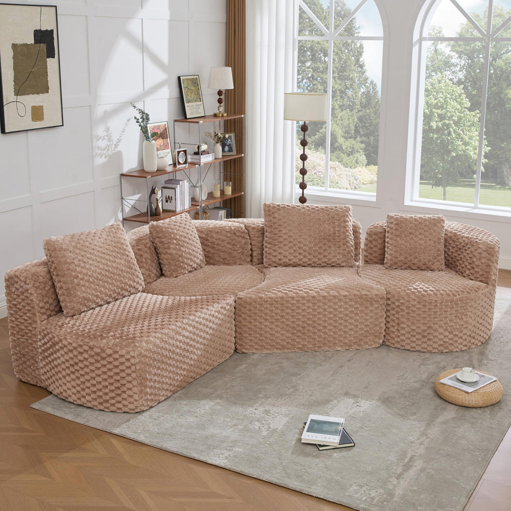 109.4'' Curved Modular Sectional Sofa, Round Sofa with Soft Upholstery