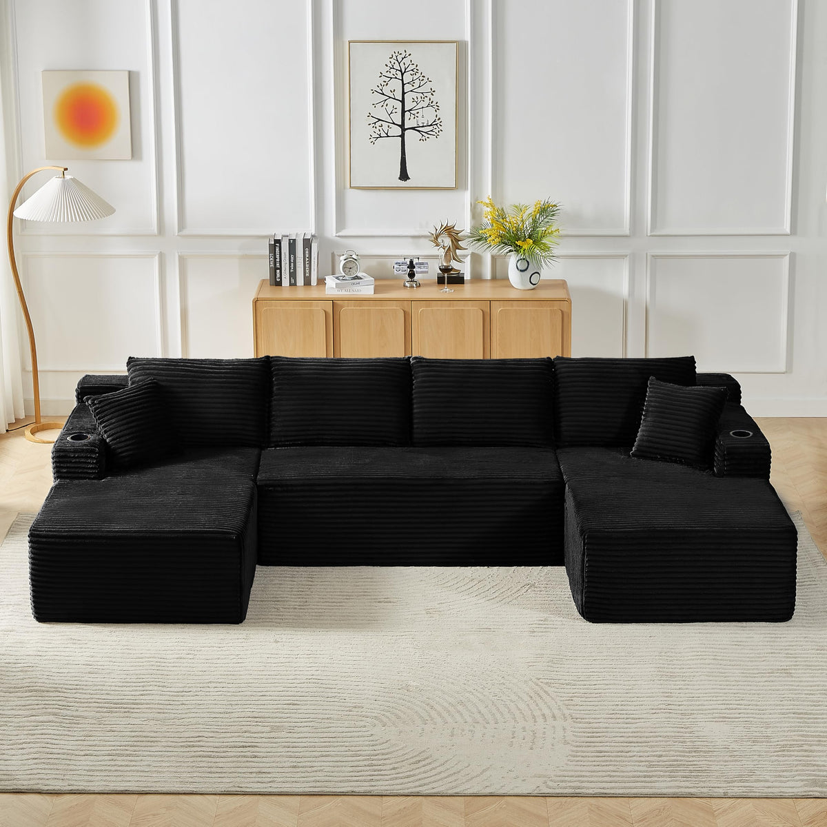 125" Cloud Sectional Boneless Couch for Living Room, Modular U Shaped Sofa