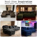 104'' Modular Sectional Couches, Cloud L Shaped Sofa for Living Room, Brown