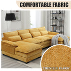110'' U-Shaped Sectional Couch, Modern Chenille Extra Large Modular Sofa with 4 Cushions, Memory Foam Funiture Set with Double Lounger for Living Room, Office, Reception Room, Yellow