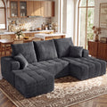 110" U Shaped Boneless Couches for Living Room, Cloud Couch with Ottoman