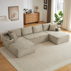 125" Cloud Sectional Boneless Couch for Living Room, Modular U Shaped Sofa