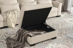 130" Beige Modular L Shaped Sofa with Storage Ottoman Spring Pack Cushion, Solid Wood Frame, Combination Design PU889