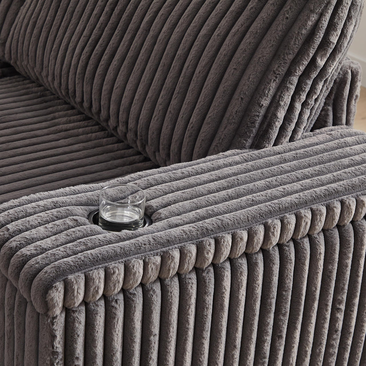 110 Inch Oversized Corduroy Corner Sofa,L Shaped Corner Couch with Two Storage Spaces,USB Port Type C Port and Cup Holder, Deep Seat Comfy Upholstered Couches for Living Room(Not Freely combinable)