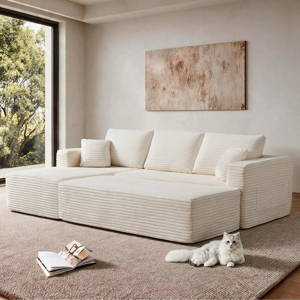100.39" Modular Sectional Sofa with Flexible Layout, No Assembly Required
