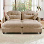107" Modular Sectional Sofa, Comfy U Shaped Cloud Couch with Ottoman, Chenille Sofa Sleeper Deep Seat Sofas with Throw Pillows for Apartment-Camel