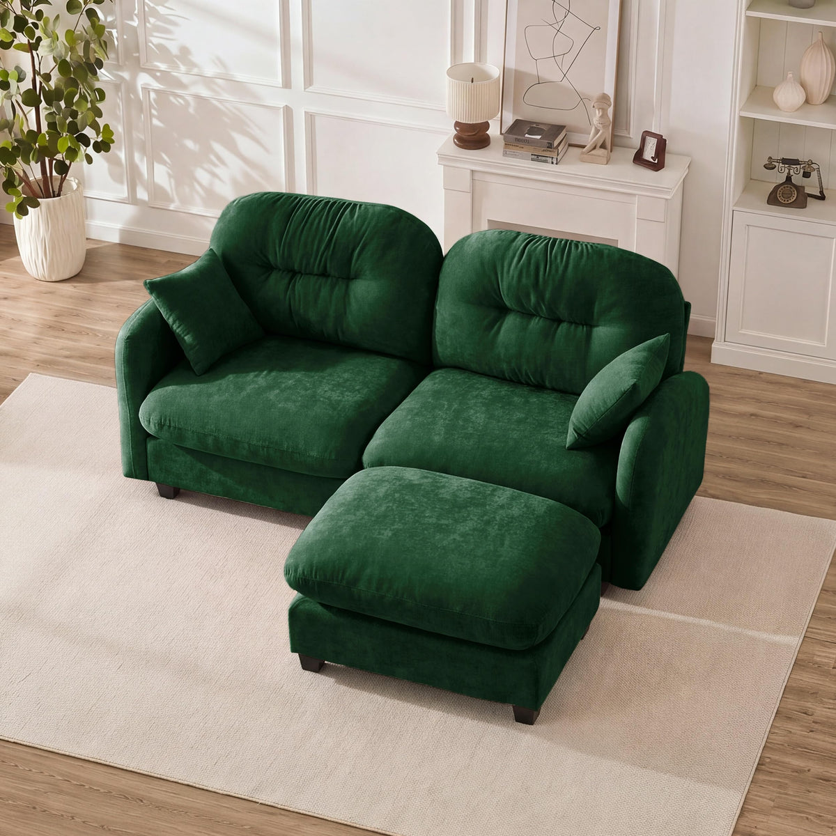 107" Modular Sectional Sofa with Ottoman Pink Chenille L Shaped Couch