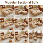 109'' Modular Sectional Sofa, Oversized 4 Seat L Shaped Couch with Storage Ottoman, Extra Deep Seat, Modern Comfy Convertible Chenille Sofa with Chaise, Lounge Couches for Living Room, Camel