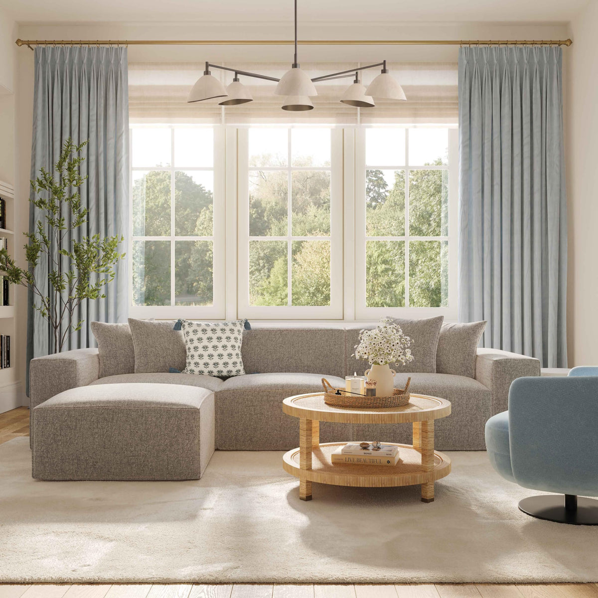 TOV Furniture Mindy Taupe Chenille Basketweave Modular Sectional