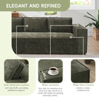 130" Ultra-Thick Chenille Modern Minimalist Style Modular Sectional Couch, Convertible Modular Cloud Sleeper Sofa, Modern Boneless Compressed Floor Sectional Sofa for Living Room, Green
