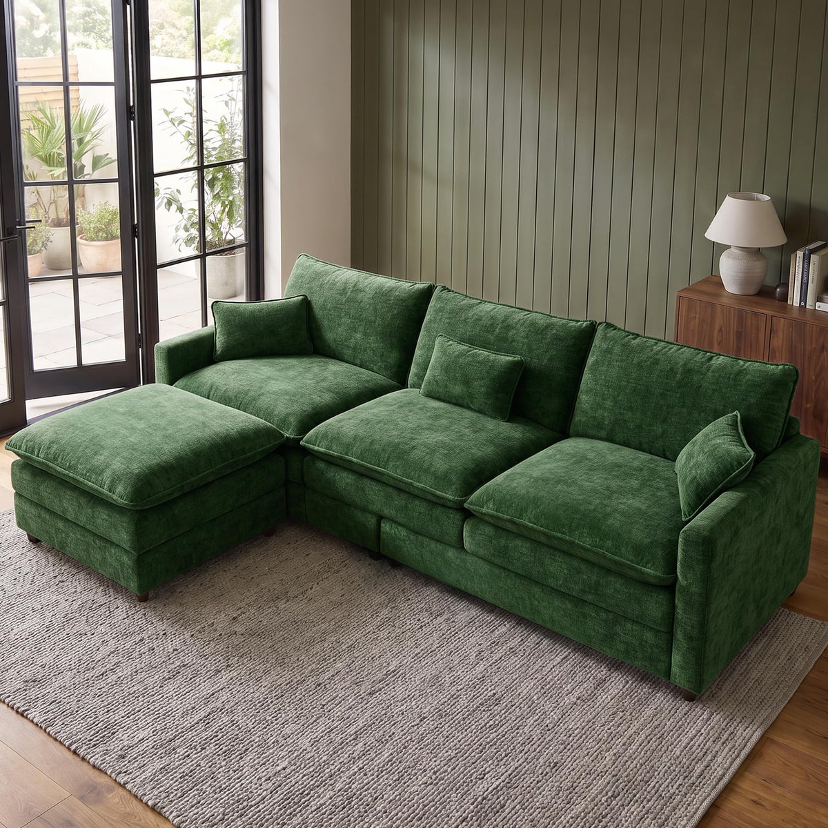 111" Modular Sectional Sofa, Deep Seat Cloud Couch Sectional with Ottoman