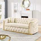 WILLIAMSPACE 132" Oversize Curved Sofa Couch for Living Room, Modern Luxury 2 Pieces Upholstered Cloud Sofa Curved Couch with Half Moon Design, Velvet 6 Seater Sofa for Apartment, No Assembly, Orange
