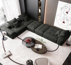 Tidyard Modern Sofa with 6 Pillows, Sparkling Chenille Fabric, No Assembly Required, Black