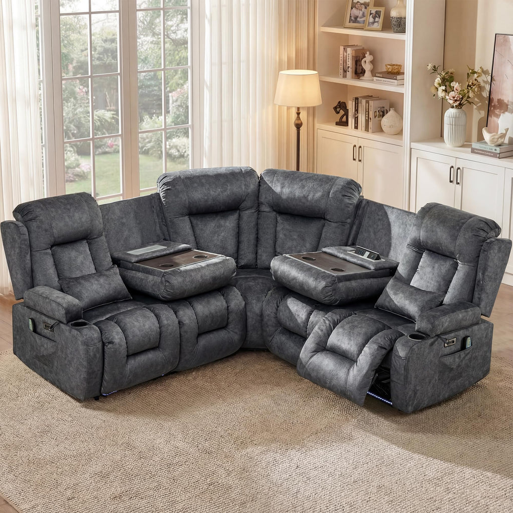 TUNYI Power Loveseat Recliner Sofa with Massage & Heat