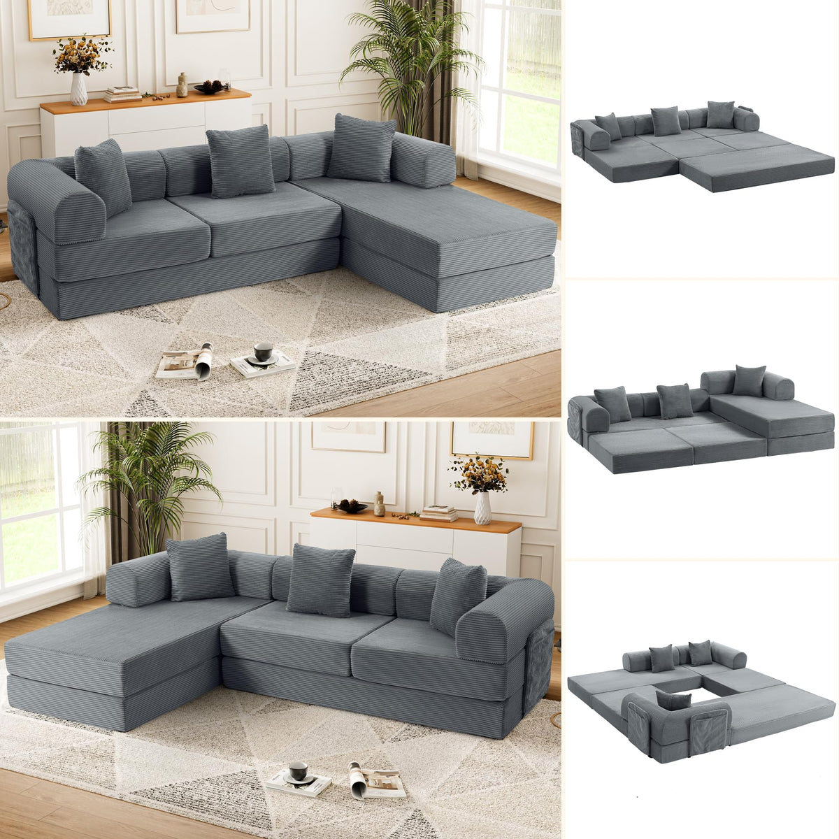 106.3" Oversized Convertible Sleeper Sofa Bed