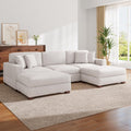 118.3" L-Shaped Modular Sectional Sofa with Chaise, Comfy Corduroy Fluffy Couch with Deep Seat, Flexible Module Combination for Living Room, Cotton Flannel Light Brown