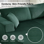 U-Shape Sectional Couch for Living Room,4 Seater Boneless Sofa Couch for Living Room Bedroom Apartments,146" Modular Sectional Corduroy Couch with Deep Seat,No Assembly Green