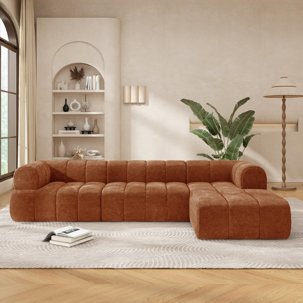 122" L Shaped Sectional Sofa with High Density Fully Compressed Sponge and Chaise Lounge, 2 Set, Fully Assembled Right Hand Facing, Perfect for Living Room, Lounge