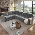 118" L-Shaped Sofa Couch with Pull-Out Bed,Oversize Convertible Sleeper Sofa with Nailhead Trim & Rolled Arm,Chenille Upholstered Sectional Couches,Light Grey