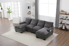 U Shaped Cloud Couch, 110" Chenille Comfy 4 Seat Sectional Couches for Living Room, Modular Sofa Sleeper with Double Chaise Foam for Apartment