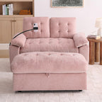 Tufted Recliner Loveseat Sofa with Storage Ottoman Sets for Living Room