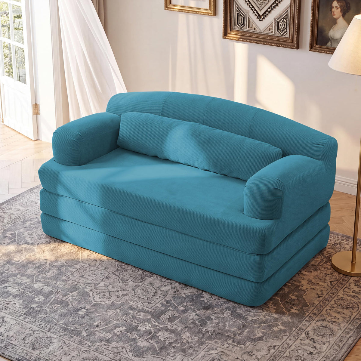 U-Shaped Sofa, Dual Chaise Sectional, 104 Inch, Camel