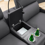 WinJoy 130" Power Reclining Sofa, 5-Seat Air Leather Lift Sectional,Grey