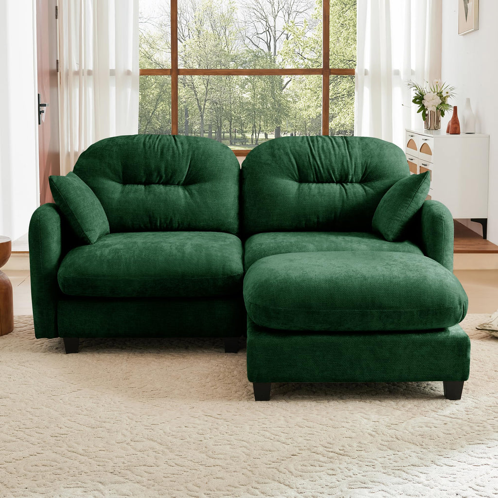 107" Modular Sectional Sofa, Comfy U Shaped Cloud Couch with Ottoman, Chenille Sofa Sleeper Deep Seat Sofas with Throw Pillows for Apartment-Camel